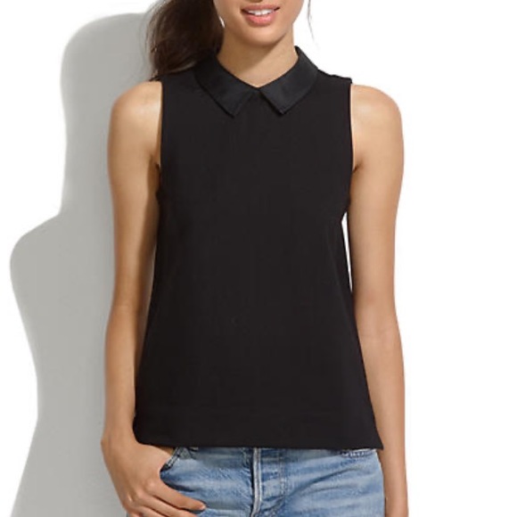 Madewell Black Collared Top (XS) - Picture 3 of 3
